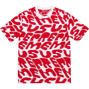 White / Red Supreme Stacked Intarsia S/S Top Sweaters | Supreme 318ZG